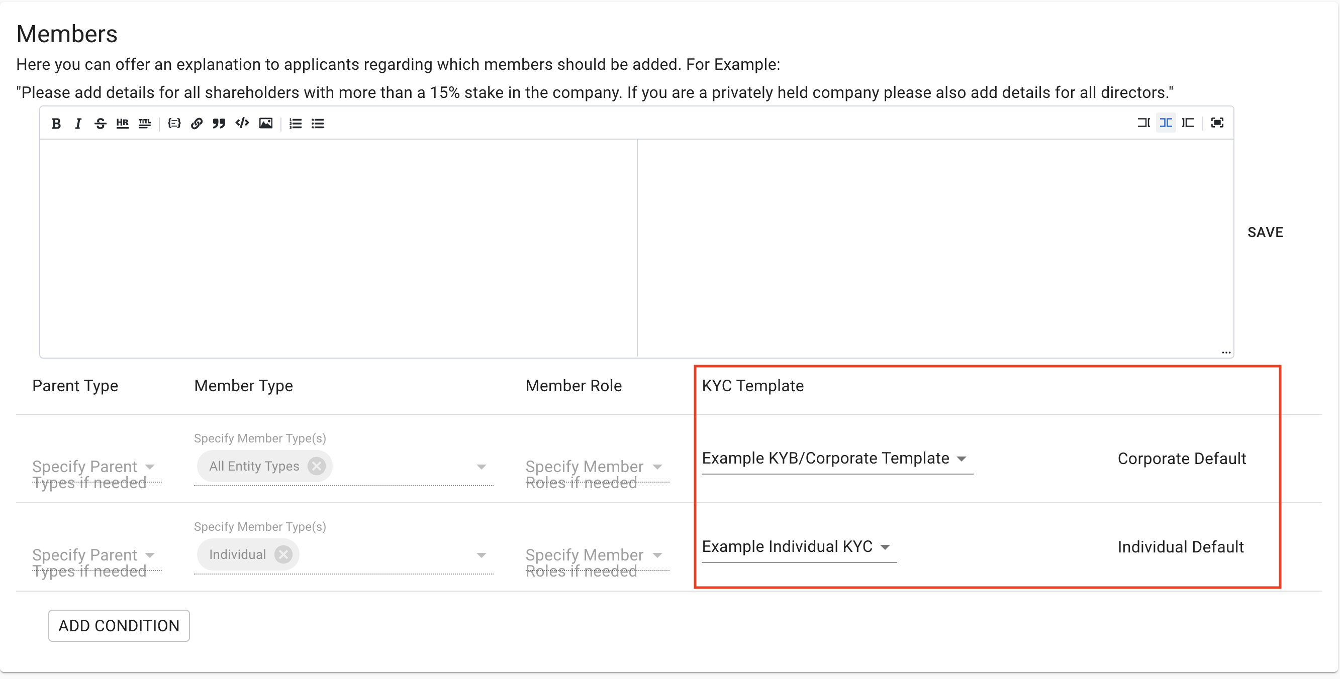Select Member Templates