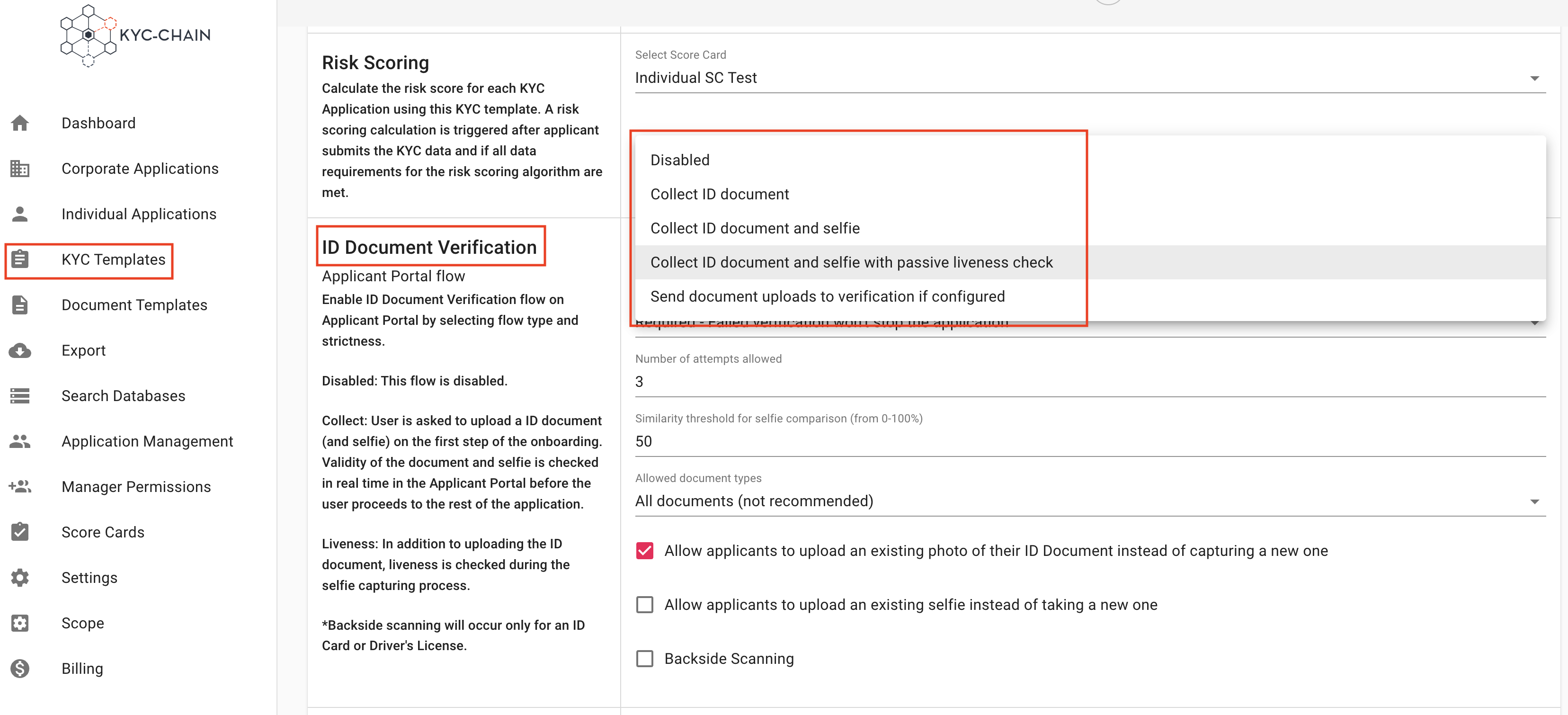 ID Document Verification Settings 1