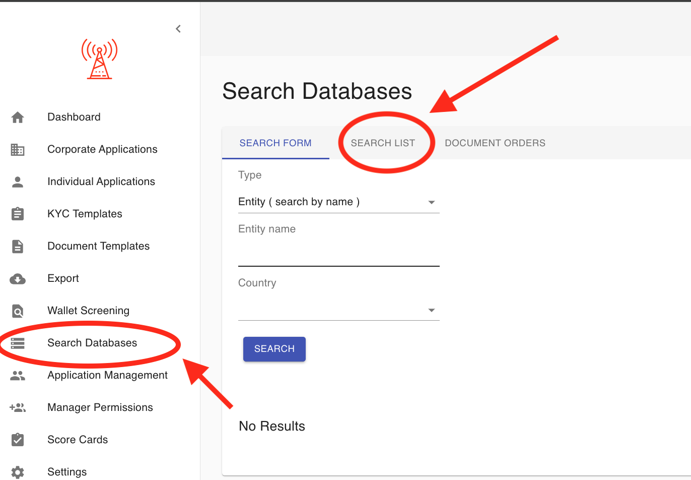 Search List Tab